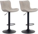 Lot De 2 Tabourets De Bar Linus Pied En Métal Réglable Pivotant Taupe/tissu