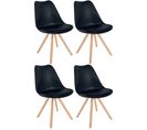 Lot De 4 Chaises De Salle À Manger Sofia En Plastique Pieds En Bois Noir /nature (rond)