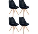 Lot De 4 Chaises De Salle À Manger Sofia En Plastique Pieds En Bois Noir /nature (carré)