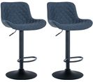 Lot De 2 Tabourets De Bar Minosa Réglables Et Pivotants Bleu/tissu