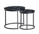 Table D'appoint Lot De 2 Effet Marbré Table Basse De Salon Ronde Moderne