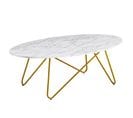 Table Basse Aspect Marbre Blanc 120 Cm Table De Salon Table Ovale Table Basse