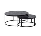 Set De 2 Table Basse Noire Aspect Marbre Table Ronde