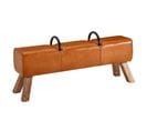 Banc Cuir Véritable / Bois Massif 133x60,5x34cm Moderne Banquette De Lit