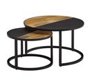 Tables Gigogne Bois Massif Ronde Table D'appoint Lot De 2 Table Basse