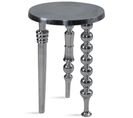 Table D'appoint Métal 44x44x63cm Petite Table Salon Ronde Argent Moderne