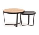 Tables Gigognes Bois Massif Table D'appoint Basse Moderne Lot De 2 Ronde