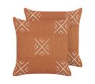 Lot De 2 Coussins Impression En Bloc Coton Orange Vitis 45 X 45 Cm