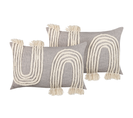 Lot De 2 Coussins Touffeté Coton Beige Clair Ocimum 55 X 35 Cm