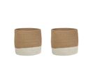 Lot De 2 Paniers En Jute Beige Et Blanc Bulanik