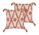 Lot De 2 Coussins Touffeté Coton Orange Hickory 45 X 45 Cm