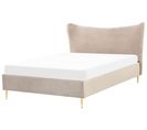 Lit Double En Velours Taupe 140 X 200 Cm Chaleix