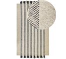 Tapis En Laine Blanc Cassé Et Noir 160 X 230 Cm Tacettin