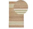 Tapis En Jute 80 X 150 Cm Beige Et Vert Olive Mirza