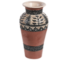 Terre Cuite Vase Décoratif 40 Cm Marron Noir Siak