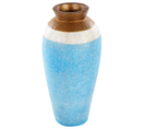 Terre Cuite Vase Décoratif 42 Cm Bleu Doré Plateje