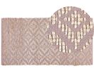 Tapis En Coton Beige Et Rose 80 X 150 Cm Gerze