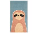 Tapis Enfant Imprimé Paresseux En Coton 80 X 150 Cm Bleu Et Orange Isak