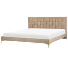 Lit Double En Velours 180 X 200 Cm Taupe Limoux