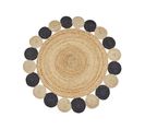 Tapis Rond En Jute Ø 140 Cm Naturel Et Noir Vostan