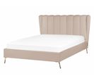 Lit Double En Velours Avec Port USB 140 X 200 Cm Taupe Miribel