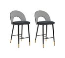 Tabouret De Bar Set De 2 Velours Noir Blanc Falton