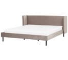 Lit Double En Velours Taupe 180 X 200 Cm Arette