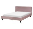 Lit Double En Velours Rose 140 X 200 Cm Fitou