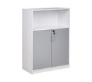 Armoire à 2 Portes Gris Et Blanc Avec Étagère 117 Cm Zehna