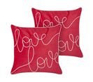 Lot De 2 Coussins Broderie Coton Rouge Siderasis 45 X 45 Cm