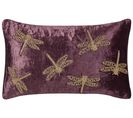 Coussin Broderie Velours Violet Daylily 30 X 50 Cm