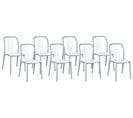 Chaise De Jardin Set De 8 Matière Synthétique Blanc Spezia