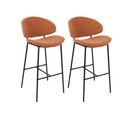 Tabouret De Bar Set De 2 Tissu Orange Kiana