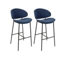 Tabouret De Bar Set De 2 Tissu Bleu Marine Kiana