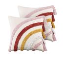 Lot De 2 Coussins Touffeté Coton Multicolore Rainstar 45 X 45 Cm