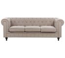 Canapé 3 Places En Tissu Taupe Chesterfield