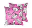 Lot De 2 Coussins Velours Rose Malva 45 X 45 Cm