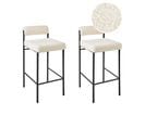 Tabouret De Bar Set De 2 Bouclé Blanc Cassé Amaya