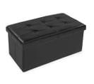 Banc Coffre De Rangement Pliable Grand Aspect Cuir 80x40x40cm - Noir