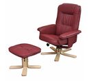 Fauteuil Relax /de Relaxation M56 Avec Pouf, Simili-cuir, Bordeaux