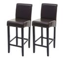 Lot De 2 Tabourets De Bar Hwc-c33, Bois ~ Cuir Reconstitué, Marron/pieds Foncés