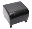 Tabouret Pouf Cuir Emmen, 39x45x47cm ~ Noir