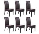 Lot De 6 Chaises Latina, Salle à Manger, Cuir Reconstitué ~ Marron, Pieds Foncés