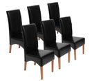 Lot De 6 Chaises Latina, Salle à Manger, Cuir Reconstitué ~ Noir, Pieds Clairs