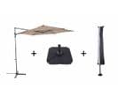 Pack Parasol Sunflower Ø2,7 M Taupe Housse Et Dalles Incluses   Bg®