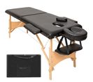 Table De Massage Pliante 2 Zones Bois, Cosmétique, Portable - Noir