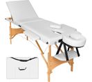 Table De Massage Pliante 3 Zones Bois, Cosmétique, Portable - Blanc