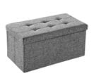 Banc Coffre De Rangement Pliable En Polyester 76x38x38cm - Gris Clair