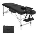 Table De Massage Pliante 2 Zones Aluminium Portable + Housse - Noir