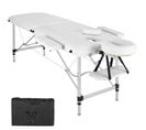 Table De Massage Pliante 2 Zones Aluminium Portable + Housse - Blanc